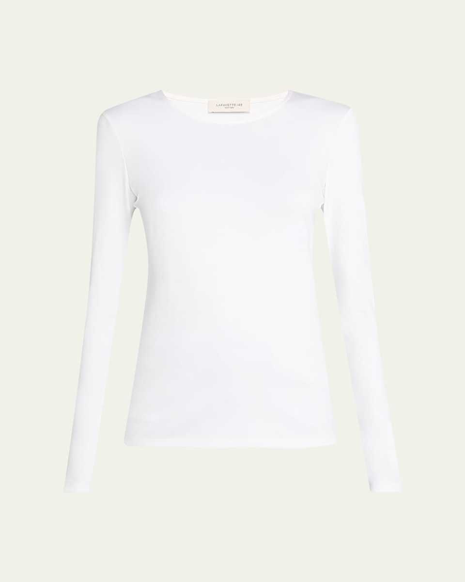Scoop-Neck Stretch Cotton T-Shirt